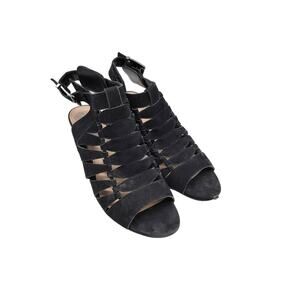 Vince Camuto Women's Suede Eliaz Strappy Dress Sandals Peep Toe Black Size 9M